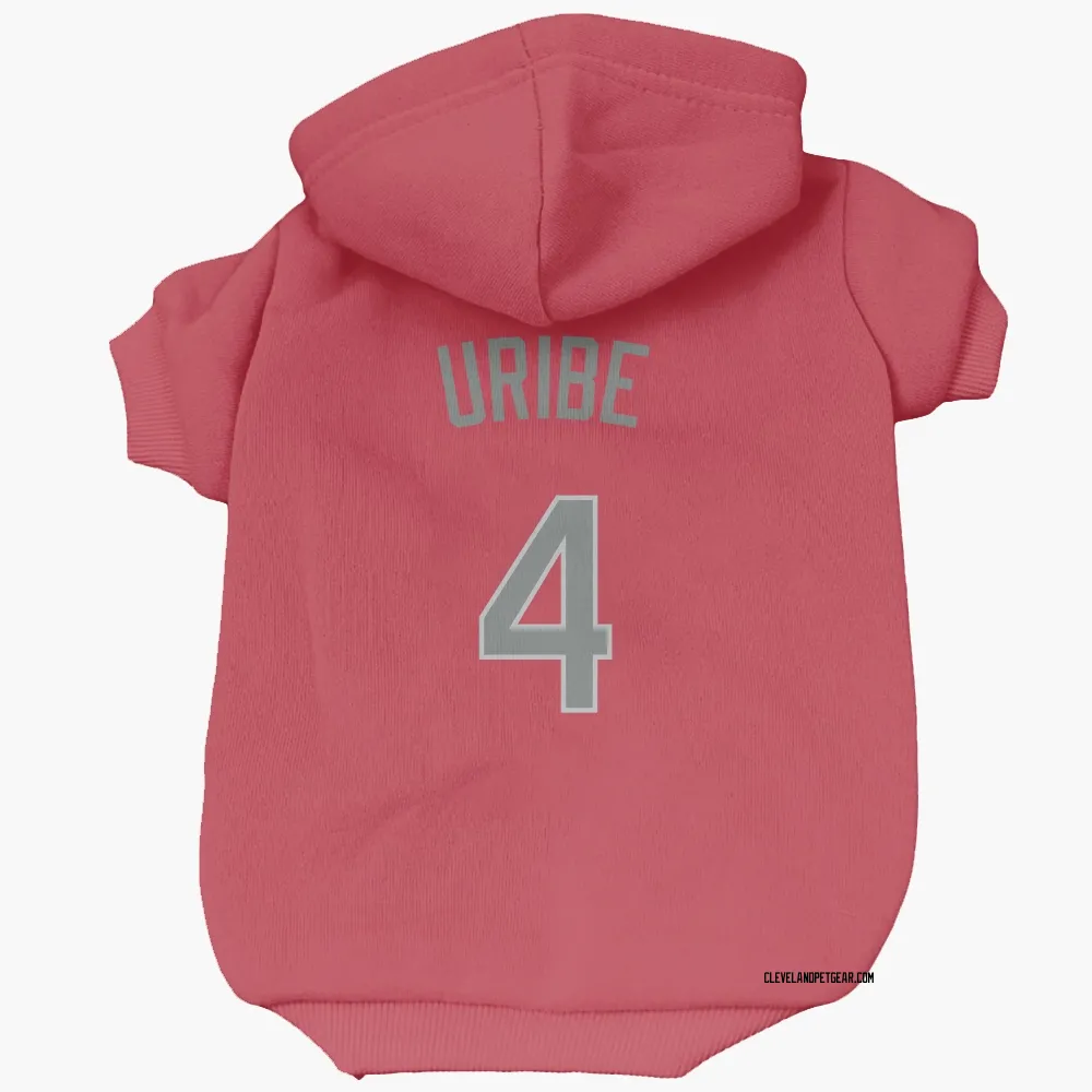 Cleveland Guardians Juan Uribe Red Gray Pet Hoodie for Dog & Cat